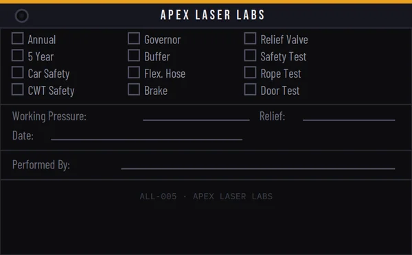 Laser-engraved elevator multi-purpose identification tags for equipment and valve labelling